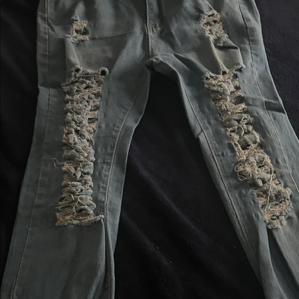 Rainbow Distressed Gray Women's Flare Jeans
